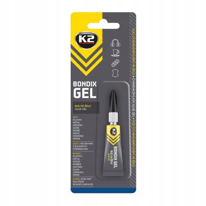 K2 SUPER GLUE KLEJ GĘSTY ŻEL, cyjanoakrylowy, błyskawiczny,MOCNY BONDIX GEL