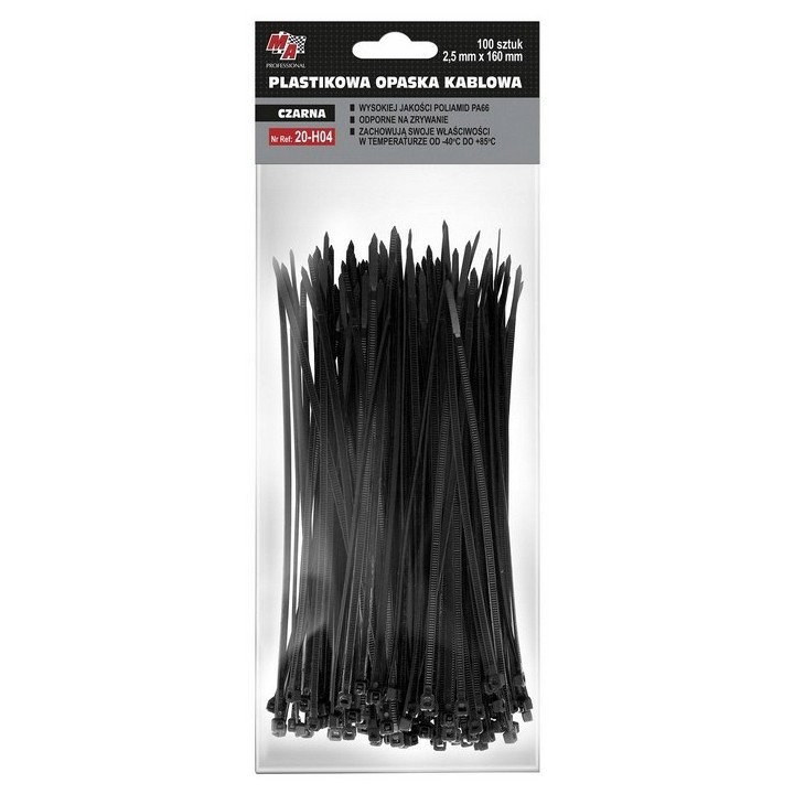 MOJE AUTO OPASKA PLASTIKOWA 2,5X160 (1 OPAK. = 100 SZT) CZARNA