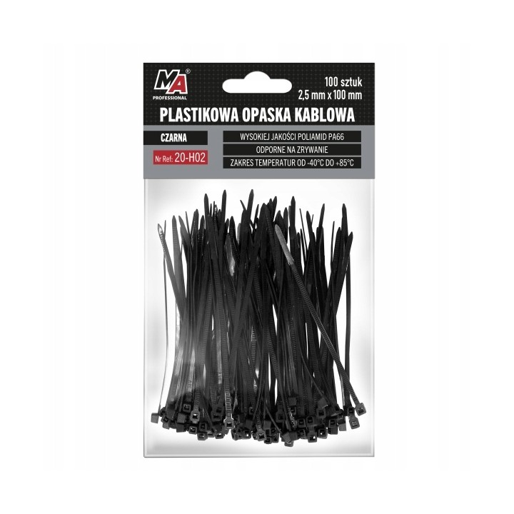 MOJE AUTO OPASKA PLASTIKOWA 2,5X100 (1 OPAK. = 100 SZT) CZARNA