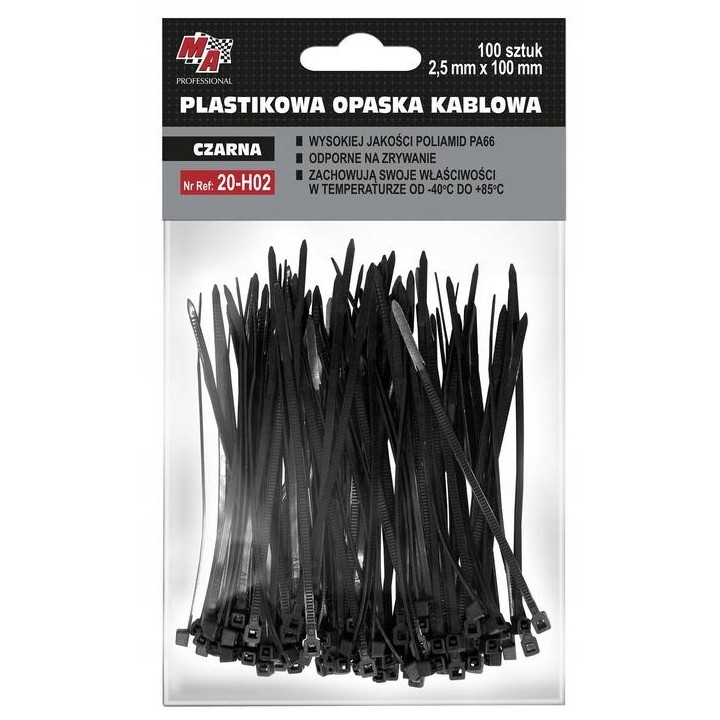 MOJE AUTO OPASKA PLASTIKOWA 2,5X100 (1 OPAK. = 100 SZT) CZARNA