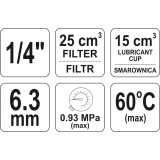 YATO ZESPÓŁ FILTRUJĄCY REDUKTOR I SMAROWNICA 1/4, 25CM3