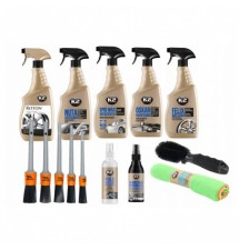 DUŻY ZESTAW 7 KOSMETYKÓW WNĘTRZE FELGI SZYBY WOSK...