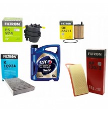 ELF 5L 5W30 OLEJ + ZESTAW FILTRÓW CITROEN C2 C3 1.4 HDI