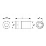 YATO NASADKA 1/2" UDAROWA 13 MM X 78 MM 6-KĄTNA DŁUGA
