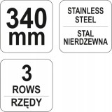 YATO SZCZOTKA DRUCIANA, DRUT NIERDZEWNY, 3 RZĘDY, RĘKOJEŚĆ PLASTIKOWA