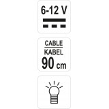 YATO SAMOCHODOWY PRÓBNIK NAPIĘCIA 6-12V, KABEL 90CM