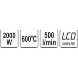 YATO OPALARKA 2000W 70~600°C AKCES. WYŚW. LCD