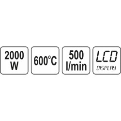 YATO OPALARKA 2000W 70~600°C AKCES. WYŚW. LCD