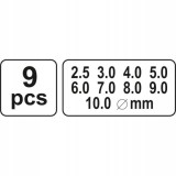 YATO ZESTAW PRZEBIJAKÓW DO SKÓRY, 2,5-10MM, 9 CZ