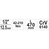 YATO KLUCZ DYNAMOMETRYCZNY 1/2" 42-210NM CR-V