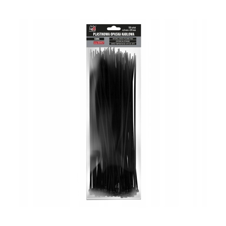 MOJE AUTO OPASKA PLASTIKOWA 4,8X370 (1 OPAK. = 100 SZT) CZARNA