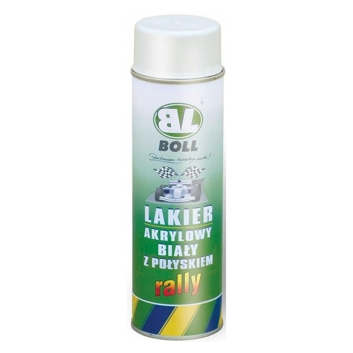 BOLL LAKIER AKRYLOWY 500ML W AEROZOLU POŁYSK RALLY BIAŁY / BOLL
